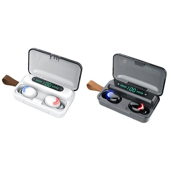 Bluetooth Earphone With Noise Reduction & Breathing Light Hand Strap White Earbuds