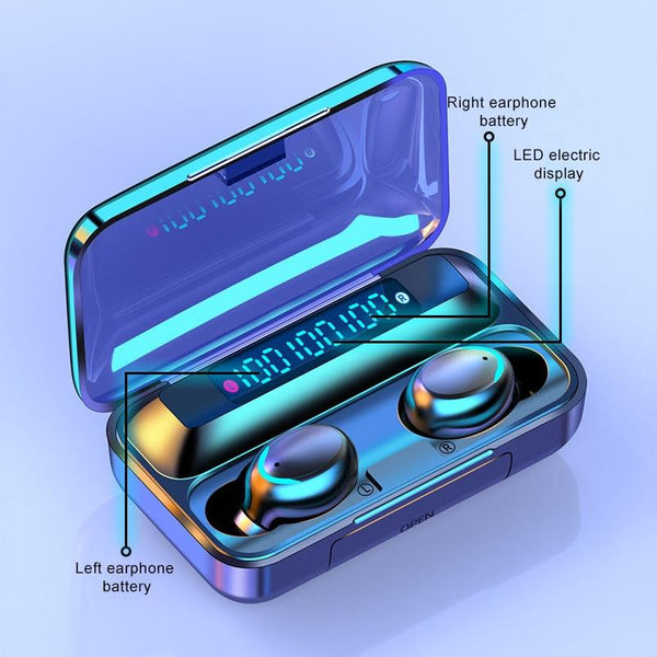 Bluetooth Earphone With Noise Reduction & Breathing Light Hand Strap White Earbuds