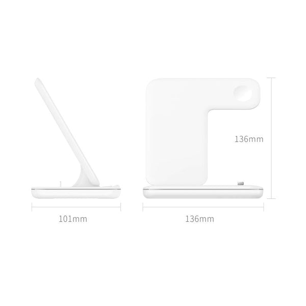 3 In 1 Magnetic Wireless Charger With Touch Ring Light White Chargers & Cradles