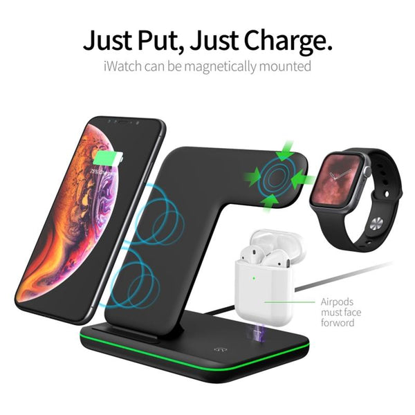 3 In 1 Magnetic Wireless Charger With Touch Ring Light White Chargers & Cradles