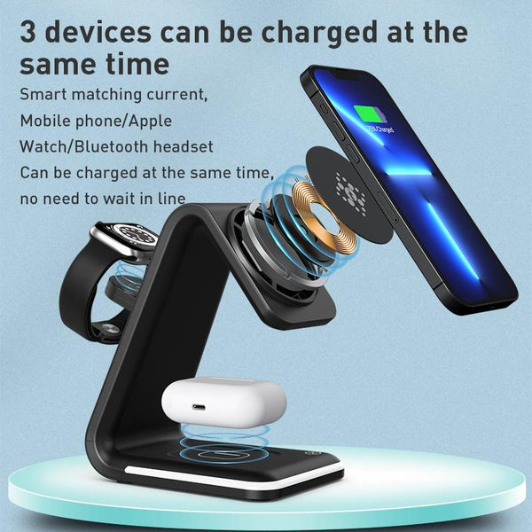 3 In 1 Magnetic Wireless Vertical Charger White Chargers & Cradles