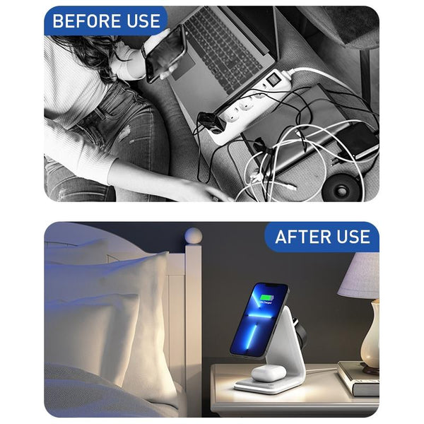3 In 1 Magnetic Wireless Vertical Charger White Chargers & Cradles