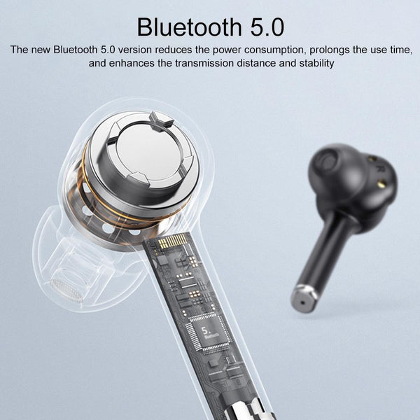 Wireless Bluetooth 5.0 Earphone With Digital Display And Noise Reduction White Earbuds