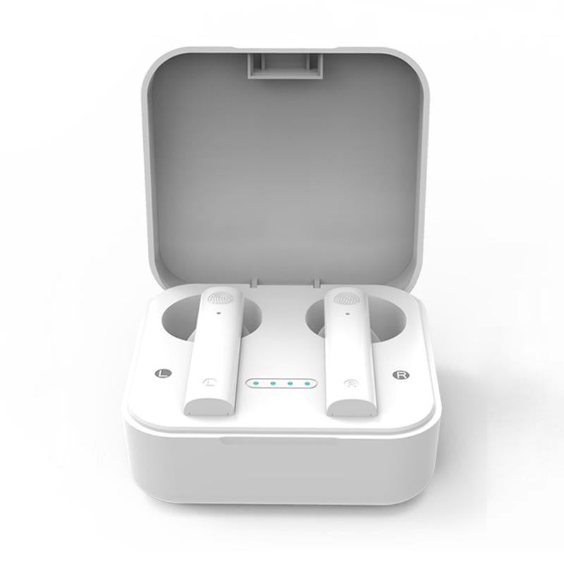 Wireless Dual Mic Noise Cancelling With Charging Case White Earbuds