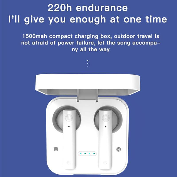 Wireless Dual Mic Noise Cancelling With Charging Case White Earbuds