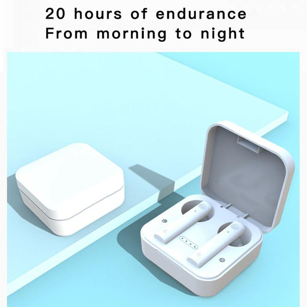 Wireless Dual Mic Noise Cancelling With Charging Case White Earbuds