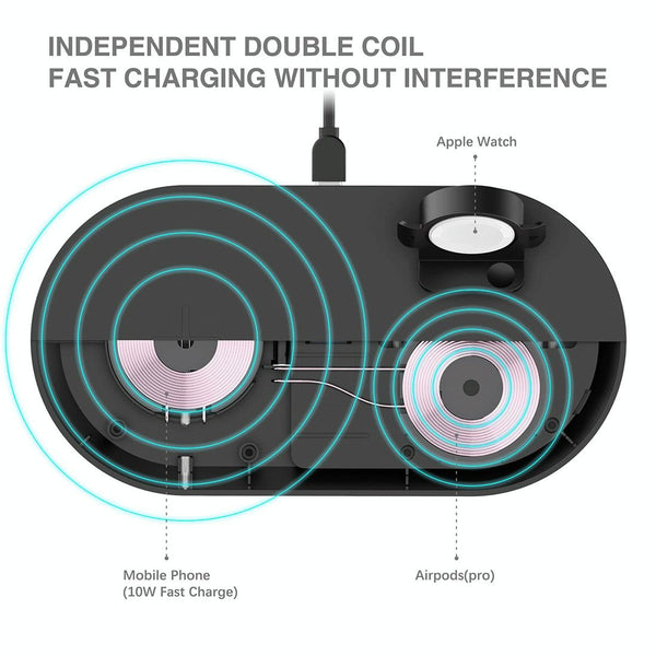 3 In 1 Wireless Charger For Phones Iwatch Airpods White Chargers & Cradles