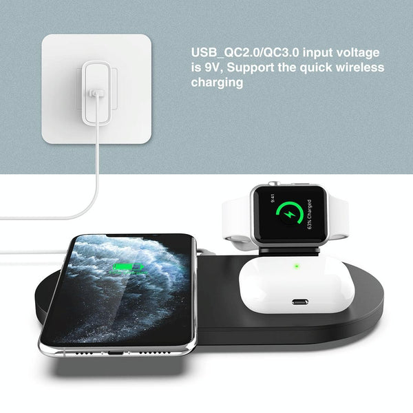 3 In 1 Wireless Charger For Phones Iwatch Airpods White Chargers & Cradles