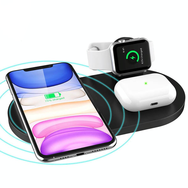 3 In 1 Wireless Charger For Phones Iwatch Airpods White Chargers & Cradles