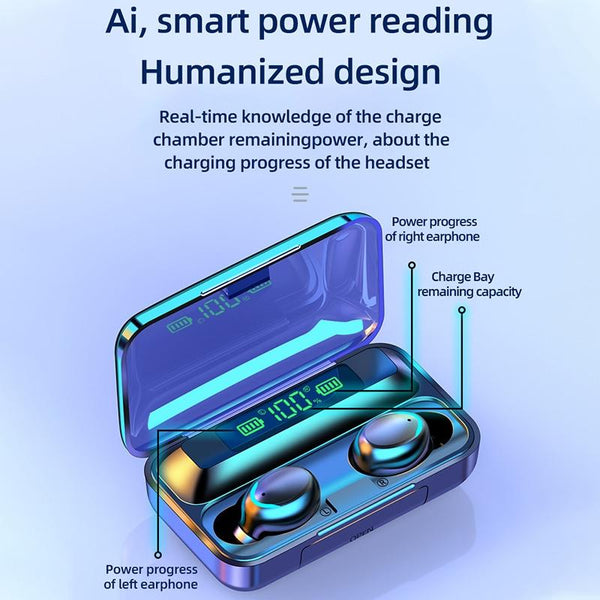 Wireless Noise Cancelling With Breathing Light & Digital Display White Earbuds