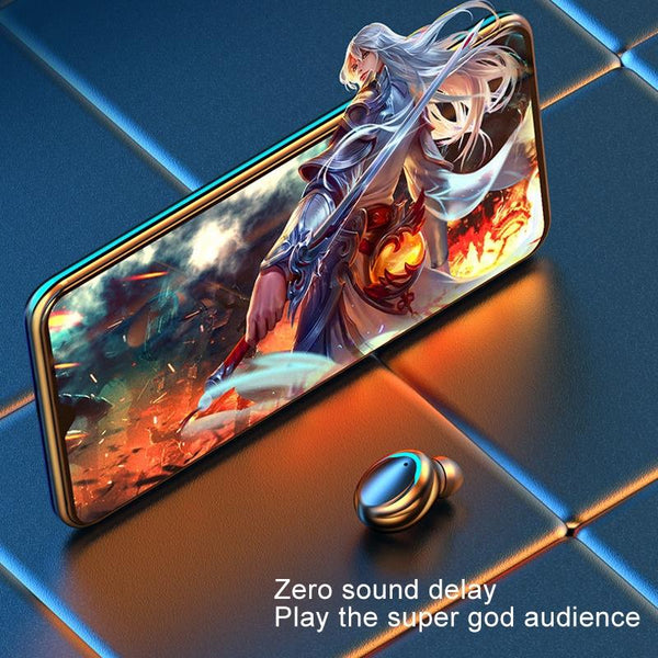 F9 5C Three Screen Digital Display Noise Reduction Bluetooth Earphone With Hand Strap White Earbuds