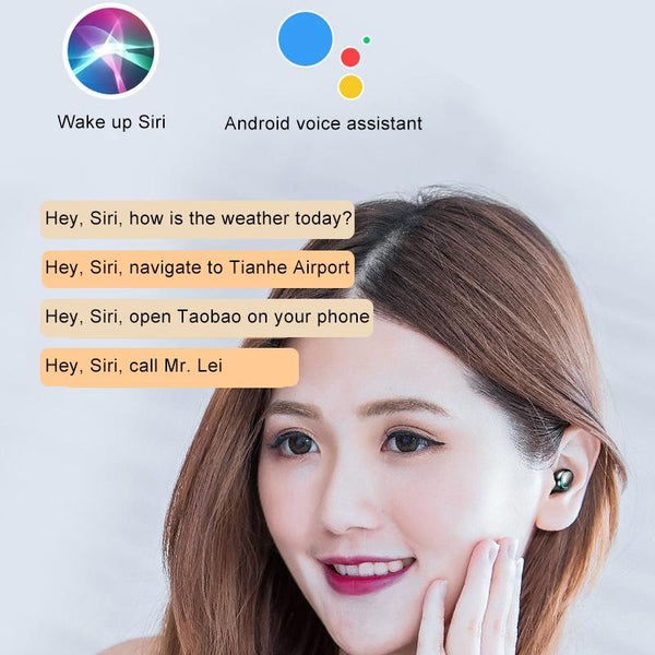 F9 5C Three Screen Digital Display Noise Reduction Bluetooth Earphone With Hand Strap White Earbuds