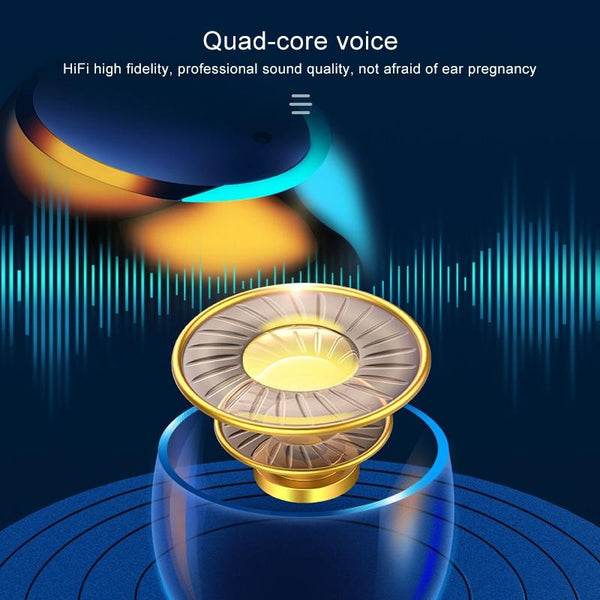 F9 5C Three Screen Digital Display Noise Reduction Bluetooth Earphone With Hand Strap White Earbuds