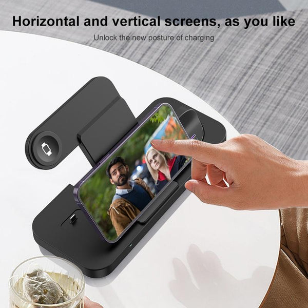 6 In 1 Foldable Vertical Wireless Charger White Chargers & Cradles
