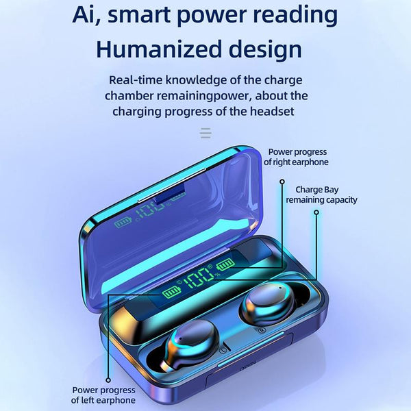 R11 Mirror Led Light Digital Display Noise Reduction Bluetooth Earphone White Earbuds