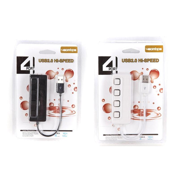 4 Port Usb 2.0 Hub With Switches White Usb Cables Hubs & Adapters