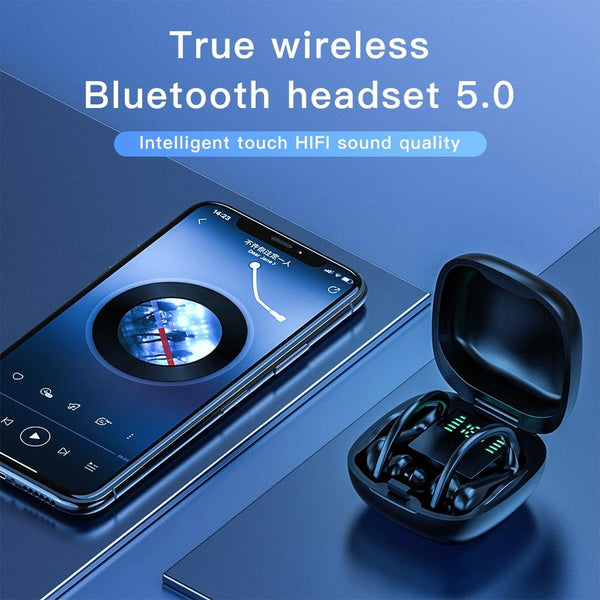258 Wireless Ear Mounted Bluetooth Earphone With Charging Box And Digital Display White Earbuds