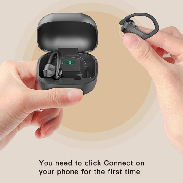 258 Wireless Ear Mounted Bluetooth Earphone With Charging Box And Digital Display White Earbuds