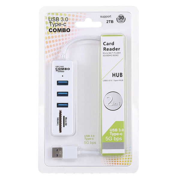 2 In 1 Usb 3.0 Hub Converter Plus 3X Ports 26Cm Cable White Usb Cables Hubs & Adapters