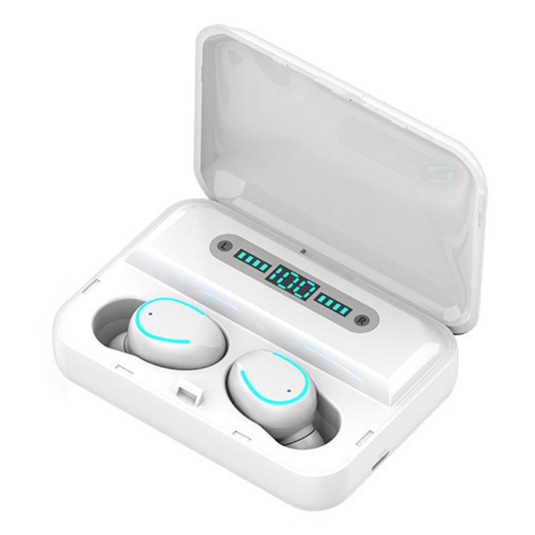 Touch Bluetooth Earphones With Noise Reduction & Breathing Light Digital Display And Charging Box White Earbuds