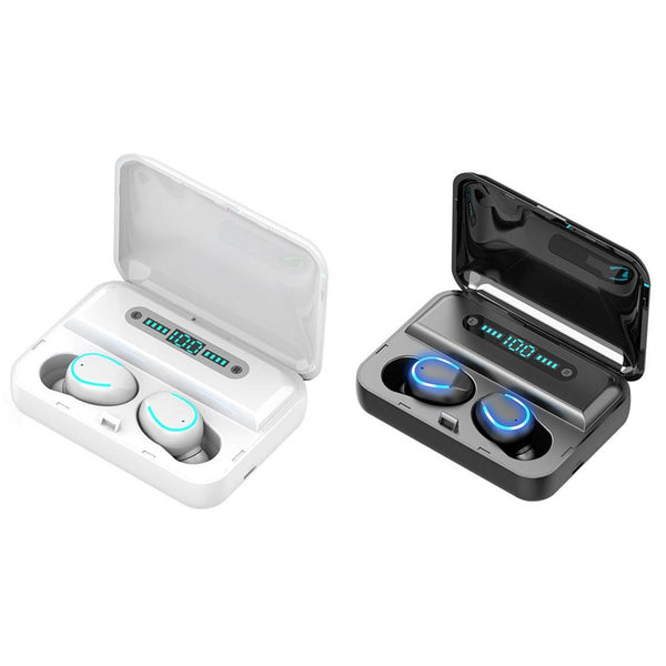 Touch Bluetooth Earphones With Noise Reduction & Breathing Light Digital Display And Charging Box White Earbuds