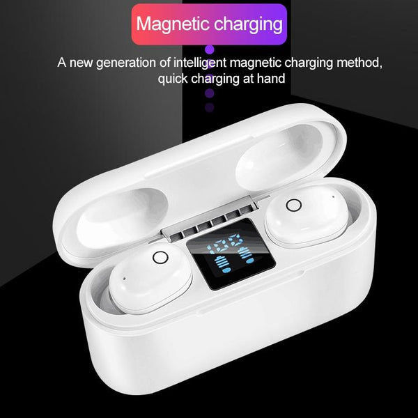 Wireless Bluetooth Headset With 2000Mah Charging Case Touch & Magnetic White Earbuds
