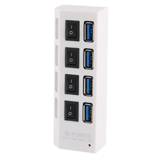 4 Port Usb 3.0 Hub 5Gbps Speed Plug & Play 1Tb Support White Usb Cables Hubs & Adapters