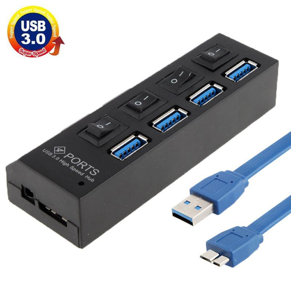 4 Port Usb 3.0 Hub 5Gbps Speed Plug & Play 1Tb Support White Usb Cables Hubs & Adapters