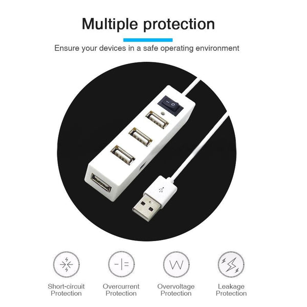 4 Port Usb 2.0 Hub With Switch White Usb Cables Hubs & Adapters