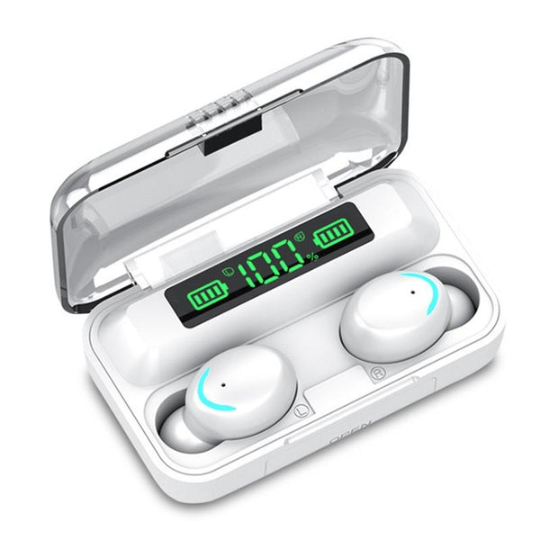 Bluetooth Earphone With Noise Reduction & Led Display Black Ip6d1057w Light White Headphones