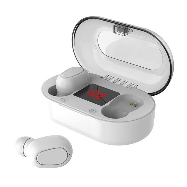 9D Sound Effect Wireless Bluetooth 5.0 Earphone With Charging Box Digital Display White Earbuds