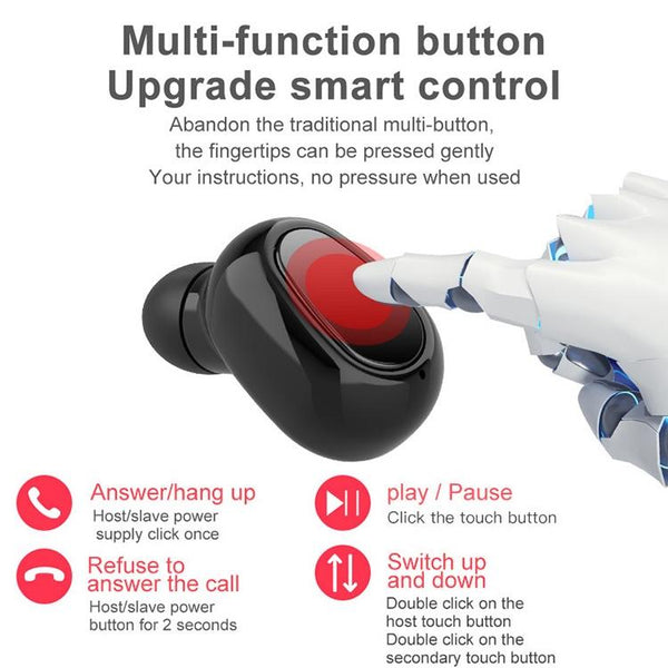 9D Sound Effect Wireless Bluetooth 5.0 Earphone With Charging Box Digital Display White Earbuds