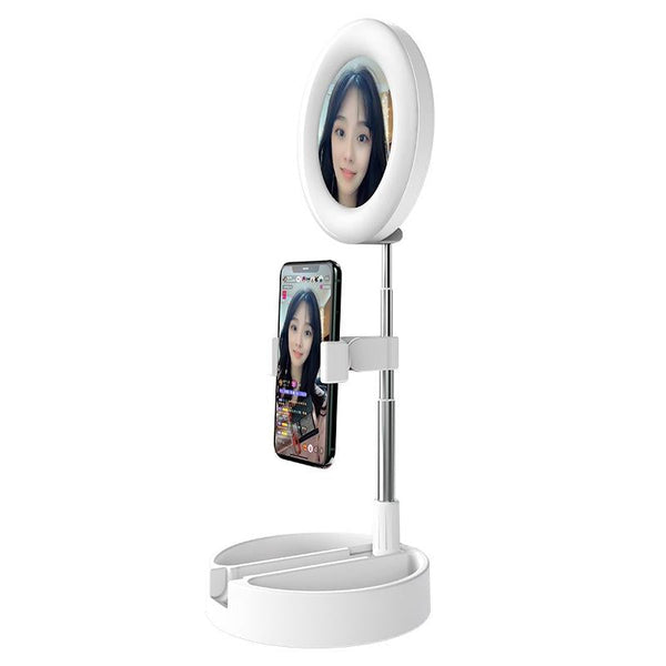 Foldable Desktop Makeup Mirror Holder With Storage_White Makeup Mirrors