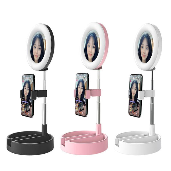 Foldable Desktop Makeup Mirror Holder With Storage_White Makeup Mirrors