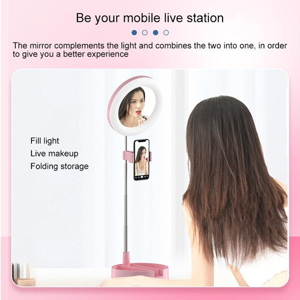 Foldable Desktop Makeup Mirror Holder With Storage_White Makeup Mirrors