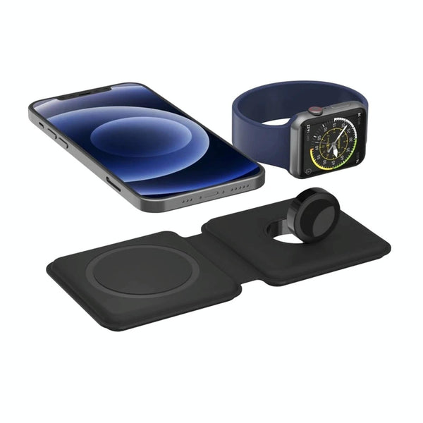 Foldable Dual Wireless Charger For Phones Iwatch Airpods White Chargers & Docking Stations