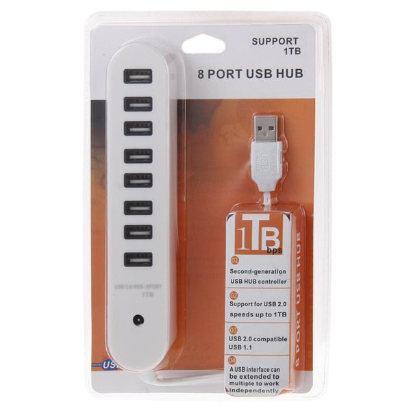 8 Port Usb 2.0 Hub 50Cm Length White Usb Cables Hubs & Adapters