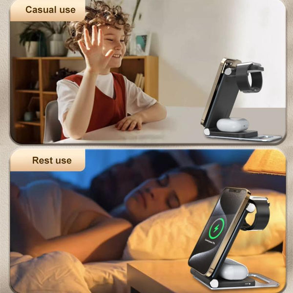 15W 3 In Foldable Desktop Wireless Charger White Chargers & Cradles