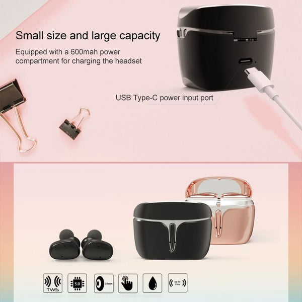 Waterproof True Wireless Bluetooth Earphones Sports 5.0 White Earbuds