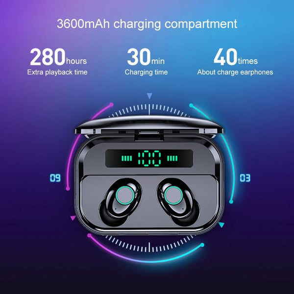 Wireless Stereo Bluetooth Headset With Charging Case And Digital Display M7 Tws V5.0 White Earbuds