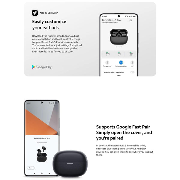 Wireless Redmi Buds 5 Pro Bluetooth Earphones White Earbuds