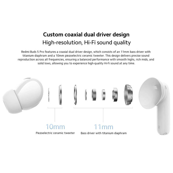 Wireless Redmi Buds 5 Pro Bluetooth Earphones White Earbuds