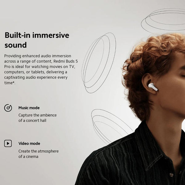 Wireless Redmi Buds 5 Pro Bluetooth Earphones White Earbuds