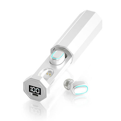 True Wireless Bluetooth Earphones With Digital Display And Charging Box White Earbuds