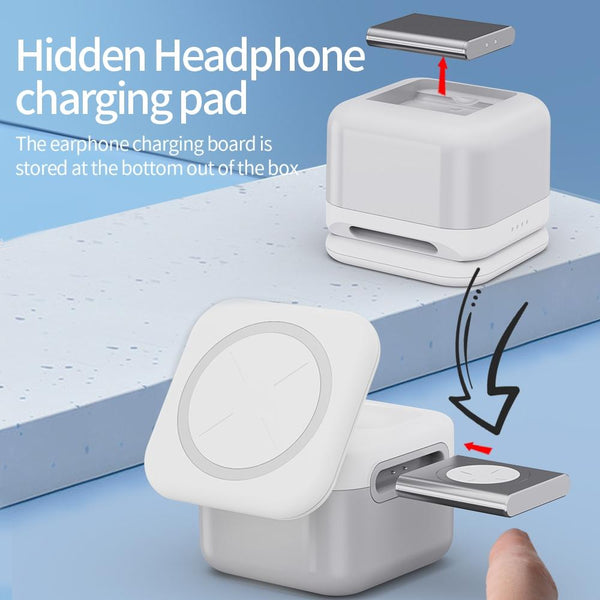 15W 3 In Magnetic Wireless Charger White Chargers & Cradles