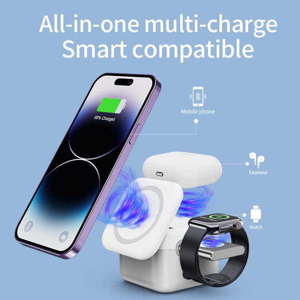 15W 3 In Magnetic Wireless Charger White Chargers & Cradles