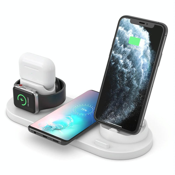 6 In 1 Wireless Charger For Iphone Apple Watch Airpods & Android White Chargers & Cradles