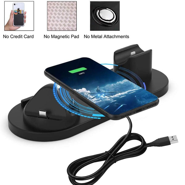 6 In 1 Wireless Charger For Iphone Apple Watch Airpods & Android White Chargers & Cradles