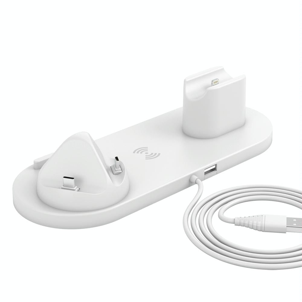 6 In 1 Wireless Charger For Iphone Apple Watch Airpods & Android White Chargers & Cradles