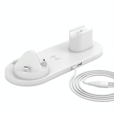 6 In 1 Wireless Charger For Iphone Apple Watch Airpods & Android White Chargers & Cradles